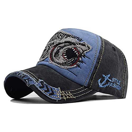 Sombrero Gorra Pesca Locomo Hombres Mujeres Shark Distressed