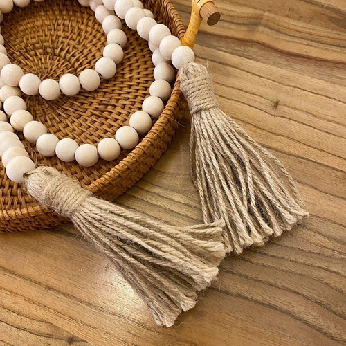 Bohemian Style Tassel Natural Wood Bead Garland Large Wall H