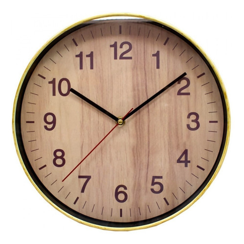 Relógio De Parede Moderno Cozinha Cor Madeira 30x30cm 
