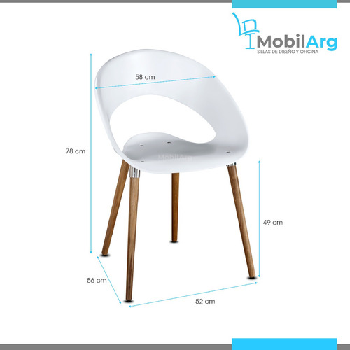 Imagen 4 de 8 de Silla De Comedor Nordica Patas De Madera Lustrada Maciza Plastico Inyectado One Wood