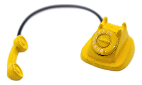 0 Teléfono Vintage De Casa De Muñecas De Madera Amarillo