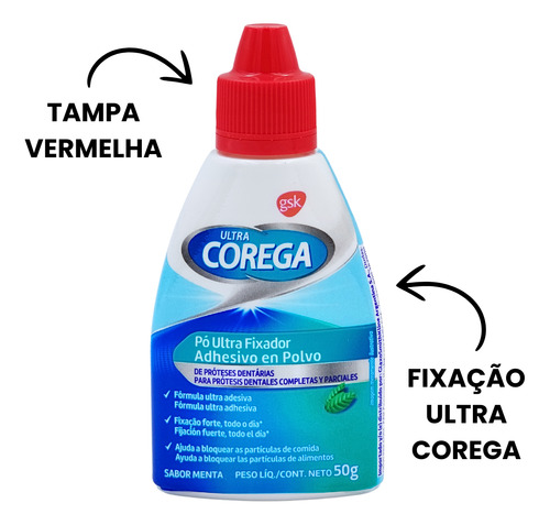 Pasta De Dentes Gsk Fixador De Dentaduras Corega Pó 50g Pacote X 3