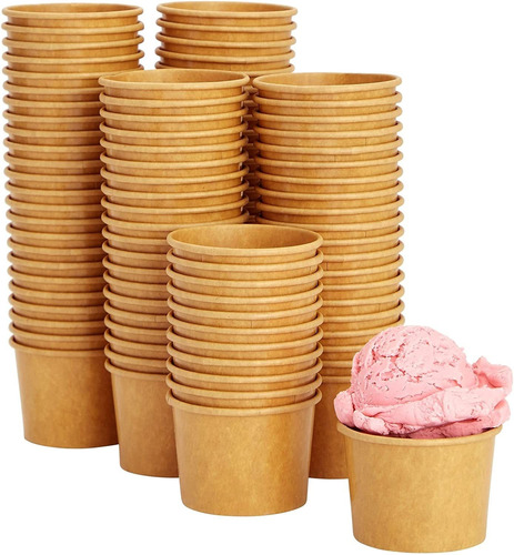 Juvale 100 Pack Disposable Paper Ice Cream Cups, Dessert  Aa
