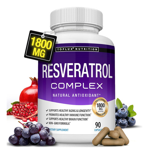 Resveratrol 1800mg Natural Complex Antienvejecimiento 90 Cap