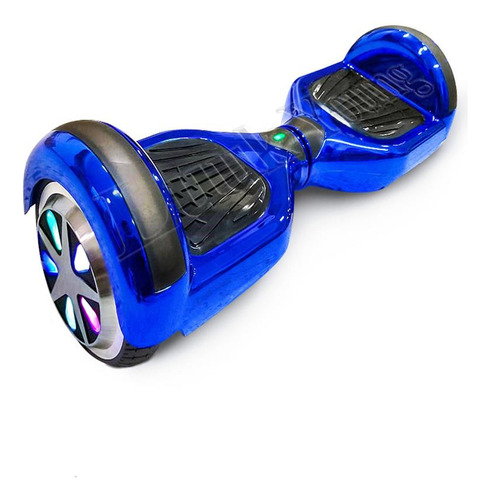 Skate Eletrico Hoverboard 6 Polegadas Com Led Azul Cromado