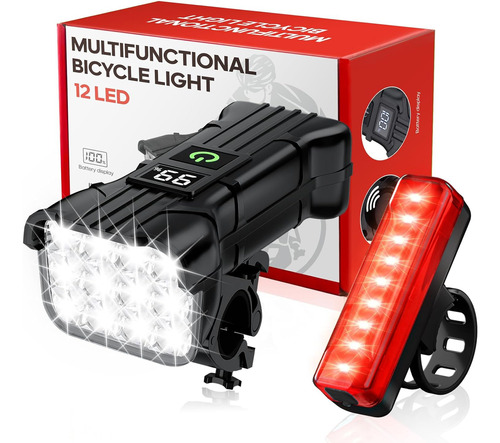 Luces Bicicleta Delantera Y Trasera 12led Ipx5  Recargable