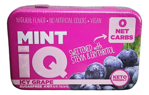 Bala Mint Iq Icy Grape Mints Vegana Big Sky Lata 40g