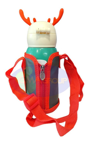 Imagen 3 de 8 de Botella Acero Cantimplora Correa Infantil Personajes 500 Ml
