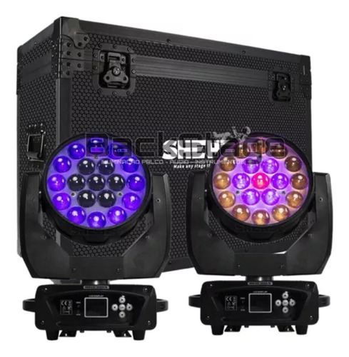 4 Aura Effect Moving Wash Beam Led Zoom 19x15w Rgb + Case