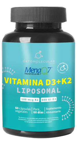 Ortomolecular Vitamina D3 K2 Liposomal 60 Cap Huesos Corazon