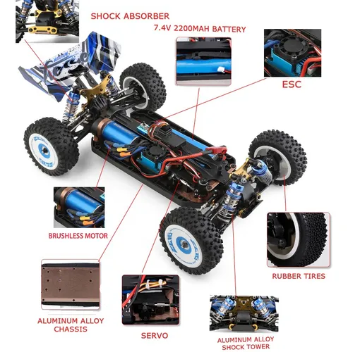 Autos Rc 4wd Motor Sin Escobillas 75+km/h Escala 1:12