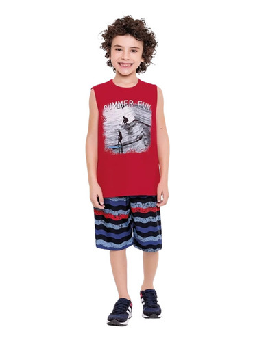 Conjunto Infantil Menino Camiseta Bermuda Fakini Tam 4 6 8