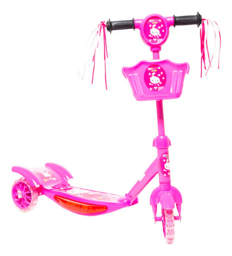 Tripatín Scooter Infantil Con Canasto Luces Y Sonidos Color Rosa