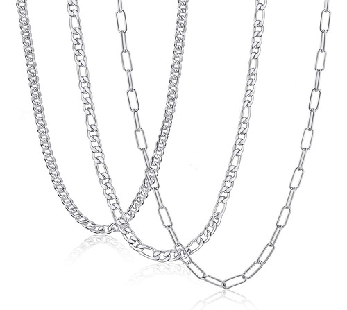 Tobeny 3pcs 316l Stainless Steel Chain Necklace For Men Wome