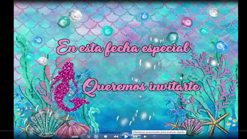 Invitación Digital Vídeo Animado Sirenas Ocean Tarjeta