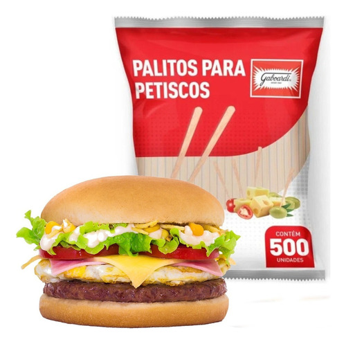 Palito  Para Hambúrguer Gourmet E Petiscos - 9cm - Com 500 U