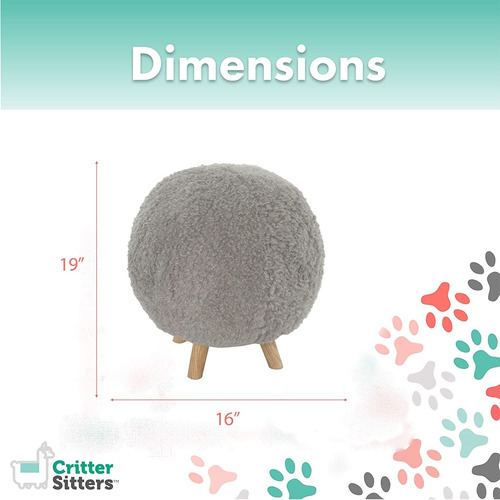 Critter Sitters Puf Otomano De Felpa Gris Con 4 Patas D...