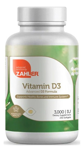 Zahler Vitamina D3 - 3000 Ui - 250 Cápsulas Blandas Sabor Sibn Sabor