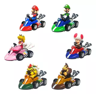 Carrinho Mario Kart Yoshi Luigi Bowser Pull Speed Fricção