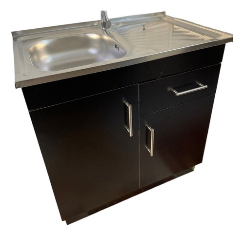 Lavaplatos Con Mueble 80x50 Mdf Sec. Derecho Negro
