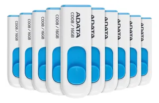 Kit 10 Memoria Usb Adata C008 16 Gb 2.0 Ac008-16g-rwe Blanca