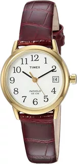 Timex | Reloj Mujer 25 Mm | Tw2r634009j | Original Color De La Correa Marrón Oscuro Color Del Bisel Dorado Color Del Fondo Blanco