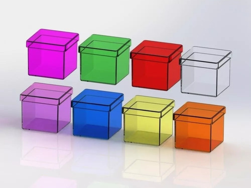 Caja Acrilico Colores Varios 4x4x4cm Souvenir, Enviamos!