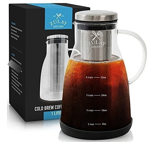 Airtight Cold Brew Coffee Maker With Extra-thick Glass Caraf