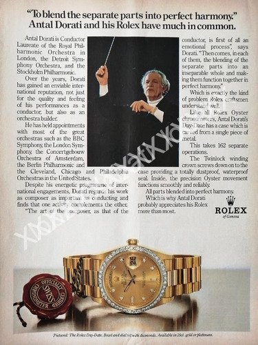 Cartel De Director De Orquesta Antal Dorati & Relojes Rolex