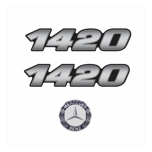 Kit Adesivo Emblema Resinado Caminhão Mercedes Benz 1420