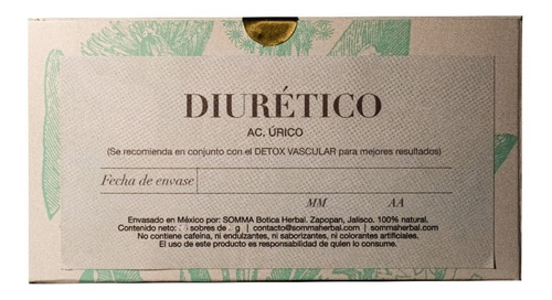 Té Diurético. Con 30 Bolsitas Para Infusionar