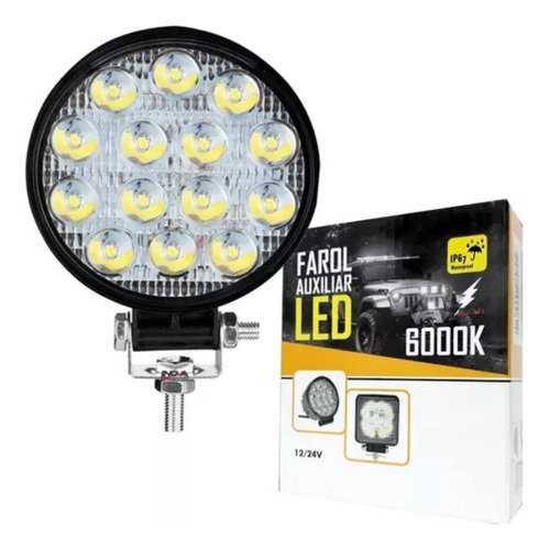 Farol De Milha 14 Leds 42w Redondo 12v/24v