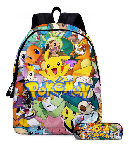 Mochila de 2 piezas para estudiantes Pokémon Pikachu, color A, D4, colección Pikachu 09, bolsa para bolígrafos