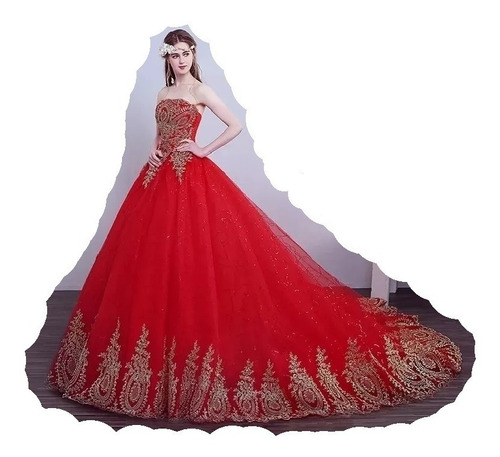 Vestido Rojo Quinceañera Fiesta Elegante Novia 15 Años | Cuotas sin interés
