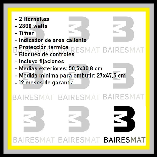 Imagen 3 de 5 de Anafe Eléctrico Orbis 2 Hornallas Vitrocerámico Ev2oeo Negro