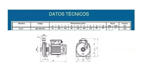 Imagen 2 de 2 de Bomba Centrifuga Elektrim 3/4 Hp 0,75 Le 22 Monofásica 50 Hz