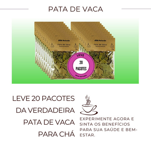 Kit 20 Pacotes Legítimo Chá Pata De Vaca | Erva 100% Pura