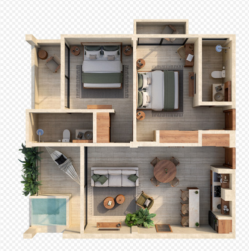 Departamento En Pre-venta En Hama Beach Condo , Mahahual.