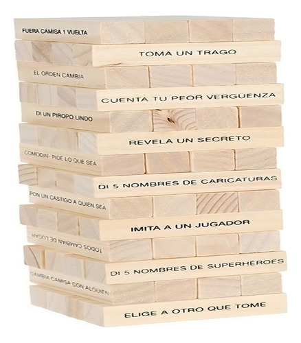Torre Del Beber 56 Bloques De Madera Shots De Castigo + Dado
