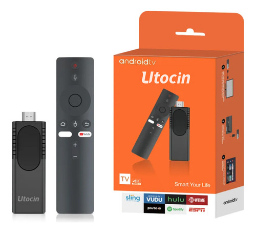 Tv Stick Android Fire 4k Utocin Wifi 5g Control Voz Smart Tv Negro De Voz