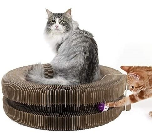 Pawaboo Cat Scratcher Lounge Bed, Multifuncional, Plegable,