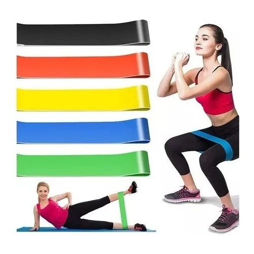 Set De 5 Bandas Elasticas Ligas Para Hacer Ejercicio Colores