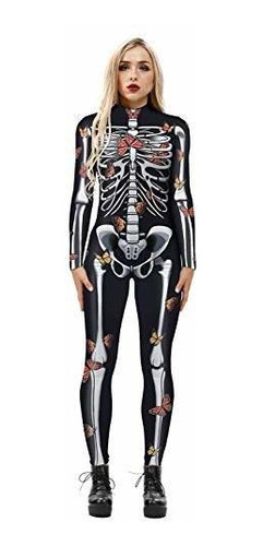 Mujeres Halloween Cosplay Disfraz Funny Skeleton Body B...