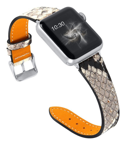 Imagen 1 de 5 de Malla Cuero Genuino Apple Watch Reptil