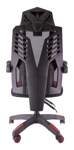 Imagen 6 de 8 de Silla de escritorio Riotoro M3 gamer ergonómica negra y roja con tapizado de mesh y cuero sintético