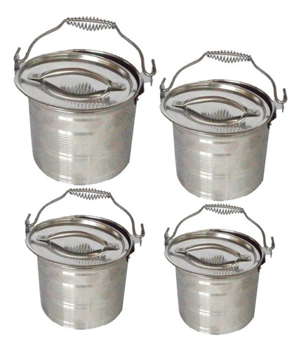 Juego De 4 Ollas Stock Pot Acero Inox 5,7,10,14.2 Litros Color Plateado