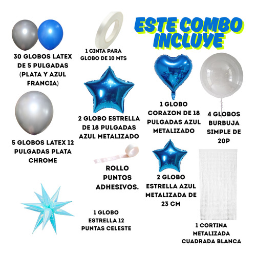 Combo Globos Dia Del Padre Kit Deco Festejo Papá Azul Plata Azul Día Del Padre