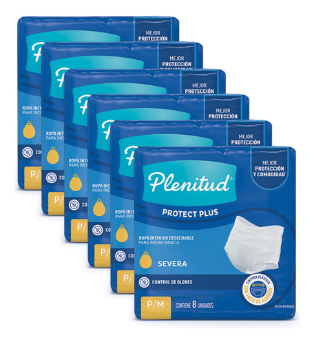 Ropa Interior Plenitud Protect Plus X 8 Unidades Pack X 6