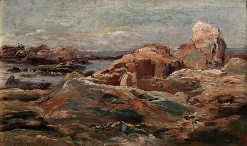 Diógenes Hequet - Mar Y Rocas - 1897 - Lámina 45x30 Cm.