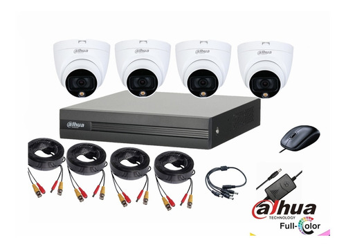 Cctv Kit Dahua Full Color 4 Cam Domo 2mp 1080 Lite Tienda9cl